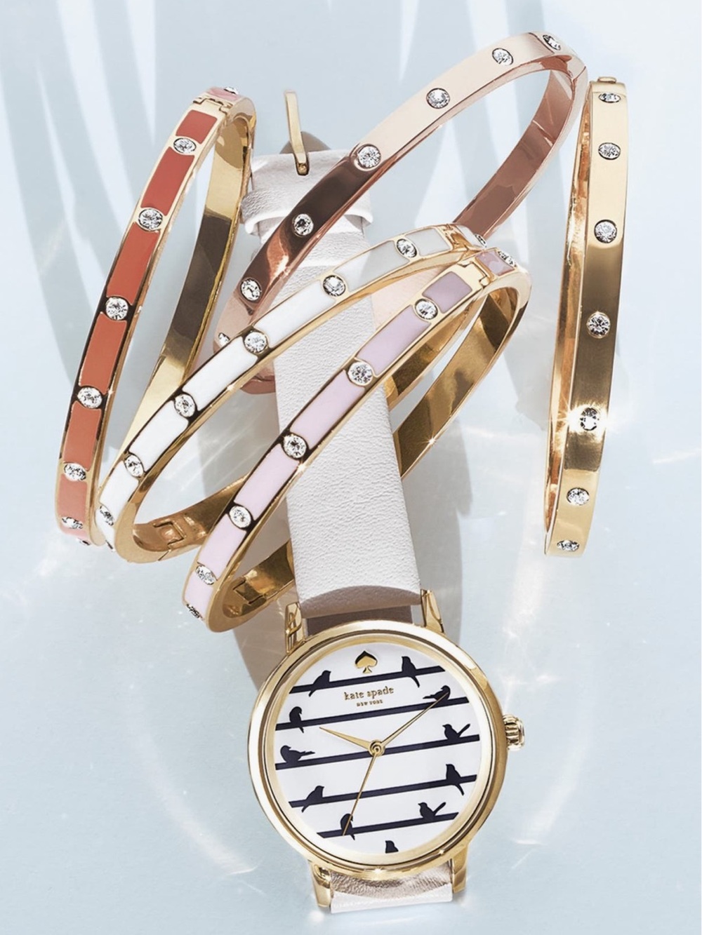 Kate spade Set in Stone Hinged Bangle White/Gold